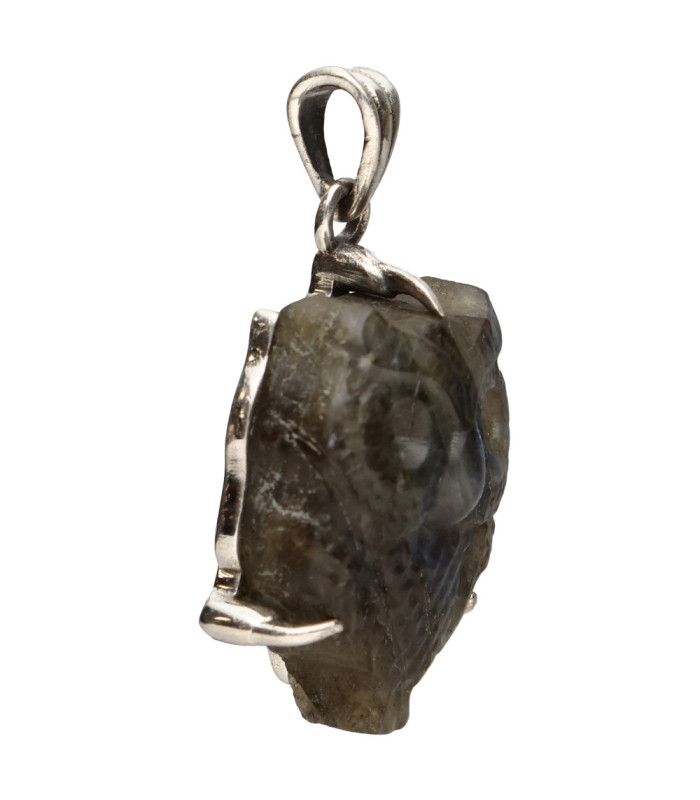 Labradorite Owl Pendant in Sterling Silver 925