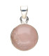 Pingente circular de quartzo rosa facetado em prata de lei 925
