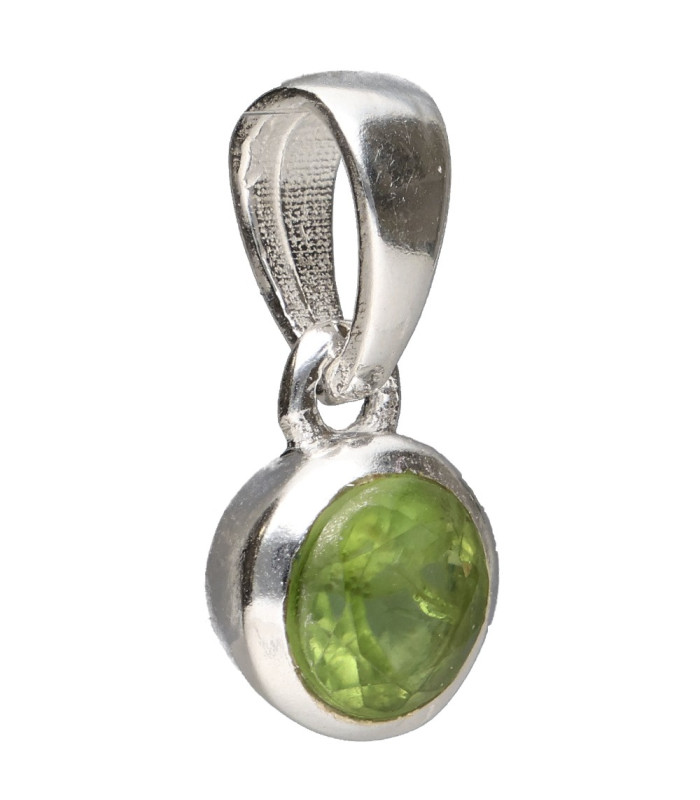 Pendentif cercle en argent sterling 925 Péridot facetté