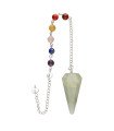 Green Quartz Faceted Pendulum with Chakras in Silver Plating (FAC36)