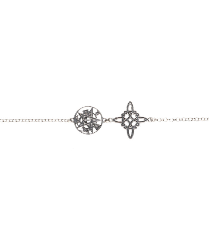 Pulsera Nudo de Bruja y Tetragrámaton Grande en Plata de Ley 925