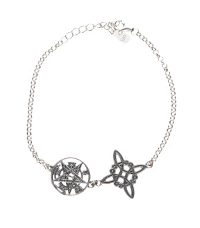 Pulseira com nó de bruxa e Tetragrammaton em prata de lei 925