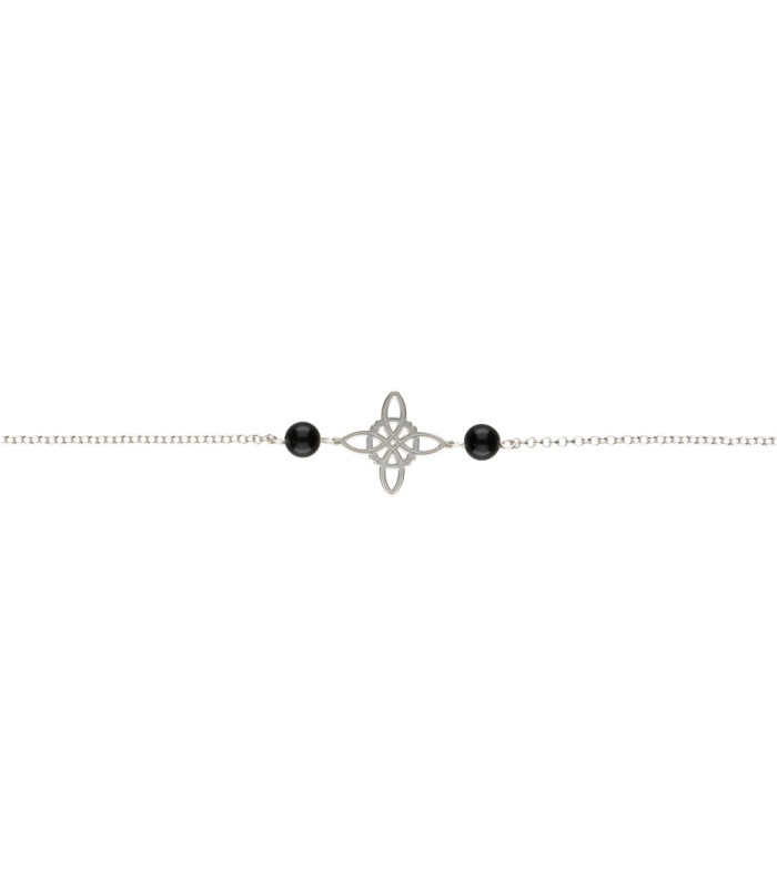 Pulseira grande de nó de bruxa com pedras em prata de lei 925