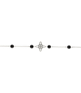 Witch Knot Bracelet with Jet in 925 Sterling Silver -B