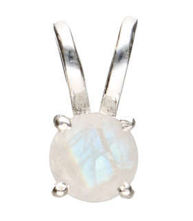 Mini Moonstone Circle Pendant in 925 Sterling Silver