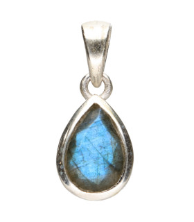 Mini Labradorite Drop Pendant in 925 Sterling Silver