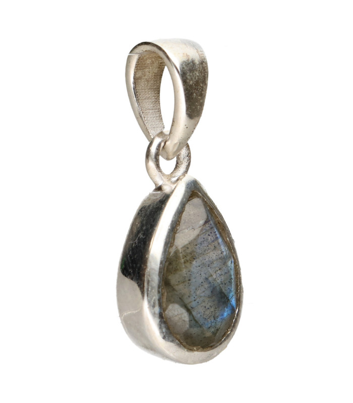 Mini Labradorite Drop Pendant in 925 Sterling Silver