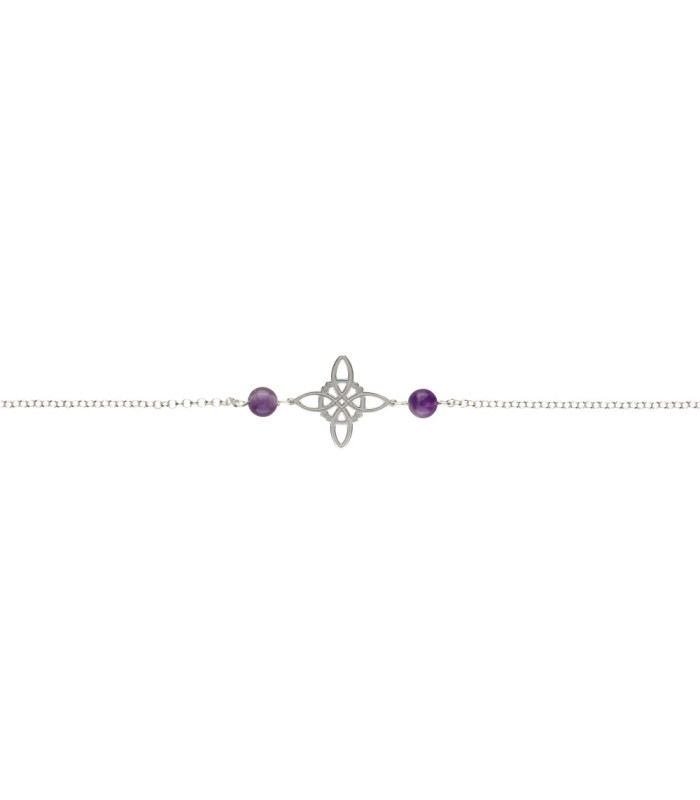 Bracciale Nodo di Strega con Ametista in Argento Sterling 925 -A