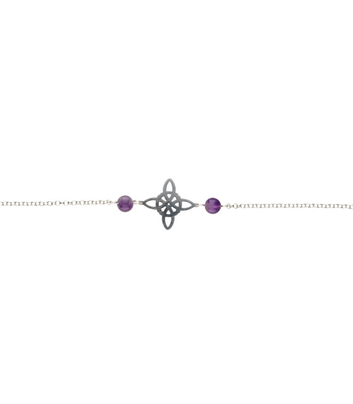 Bracciale Nodo di Strega con Ametista in Argento Sterling 925 -A