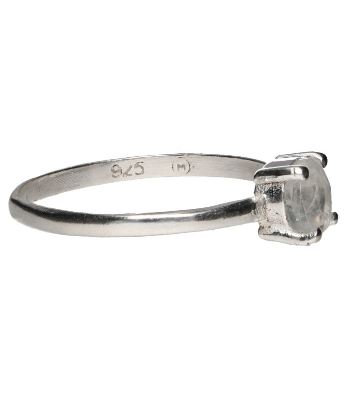 Faceted Moonstone Ring in 925 Sterling Silver