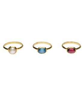 Anello in Minerale Casuale in Argento Sterling 925 e Bagno d'Oro