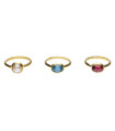 925 Sterling Silver and Gold Plated Random Mineral Ring