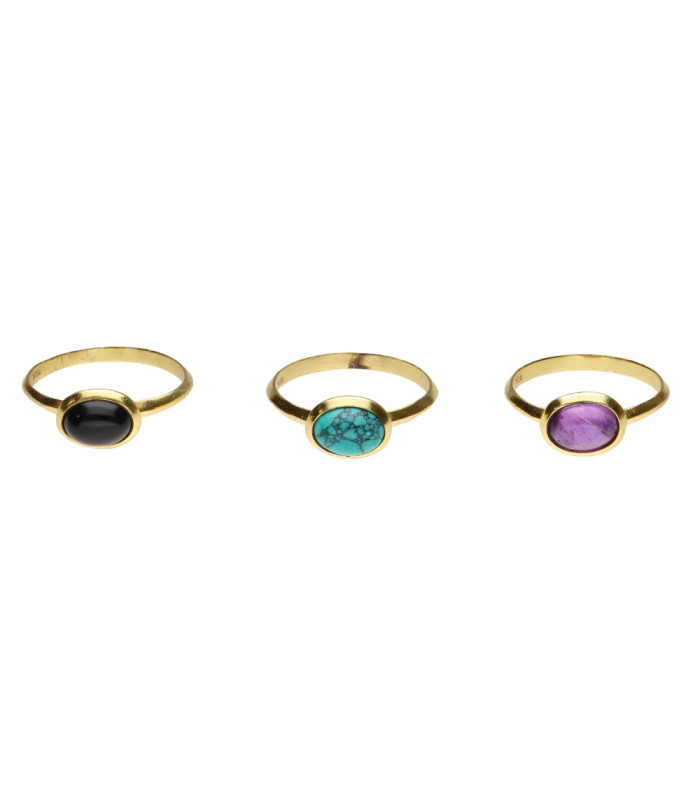 925 Sterling Silver and Gold Plated Random Mineral Ring