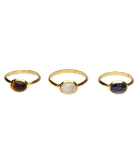 Anello in Minerale Casuale in Argento Sterling 925 e Bagno d'Oro