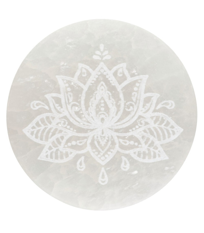 Piastra Circolare di Selenite Fiore di Loto Extra