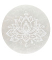 Placa circular de selenite com flor de lótus Extra
