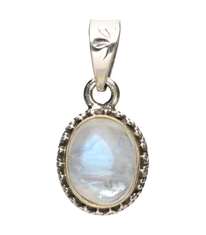 Pendentif Bohème en pierre de lune ovale en argent 925 -A