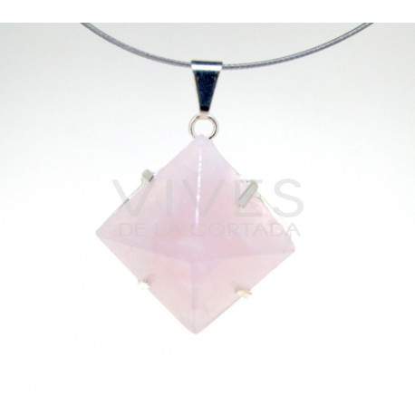 Pendant Pyramid with Staples from Quartz Pink