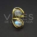 Anillo Ajustable de Bronce con Piedra Luna -5-