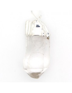 Colgante Punta Cuarzo Bruto Pequeña Baño plata