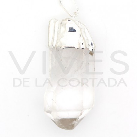 Colgante Punta Cuarzo Bruto Pequeña Baño plata