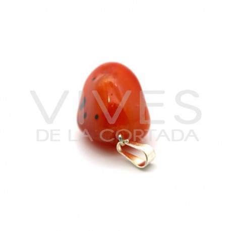 Pendentif Cornaline Rhodium