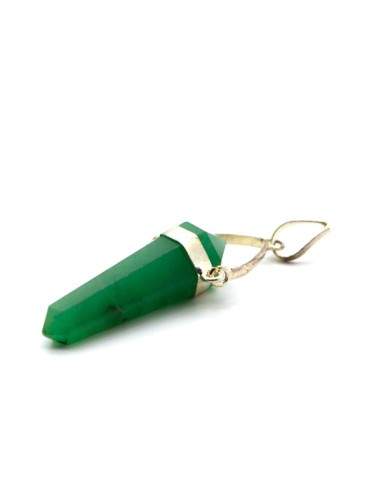 Pendant Biterminate of Quartz Green (Silver Plated)