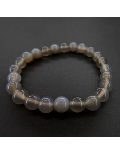Pulseira de ágata cinzenta Bola lisa 8mm