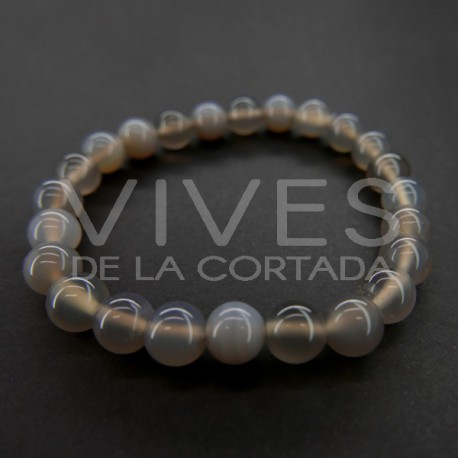 Bracelet d'Agate Grise Boule Lisse 8mm