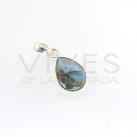 Pingente Labradorite Teardrop Faceted - Prata de lei 925