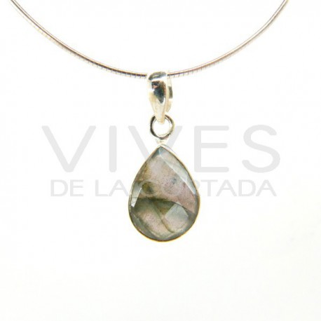 Pingente Labradorite Teardrop Faceted - Prata de lei 925