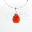 Pingente grande em forma de lágrima de cornalina - Prata esterlina 925