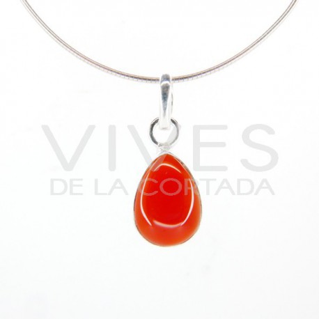 Pendant Small Tear Carnelian - Sterling Silver 925