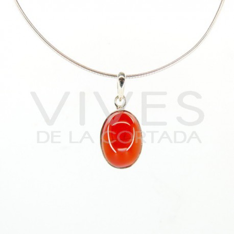 Pendant Carnelian Oval Small - Sterling Silver 925