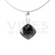Faceted Cube Onyx Pendant - Sterling Silver 925