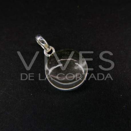 Colgante de Cuarzo Blanco Círculo Grande - Plata de Ley 925
