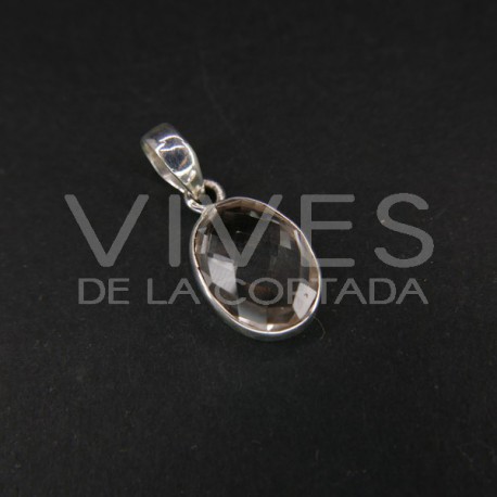 Colgante de Cuarzo Blanco Óvalo Facetado - Plata de Ley 925