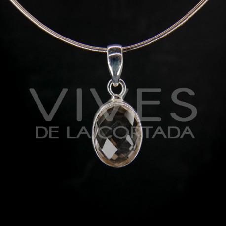 Pendant from Quartz White Oval Faceted - Sterling Silver 925