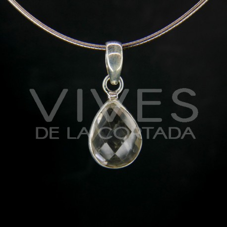 Colgante de Cuarzo Blanco Lágrima Facetada - Plata de Ley 925