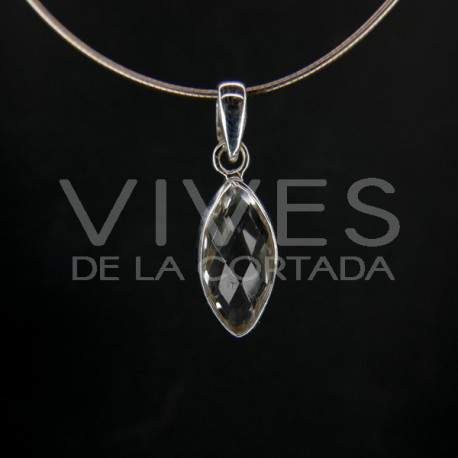 Colgante de Cuarzo Blanco Ojo Facetado - Plata de Ley 925