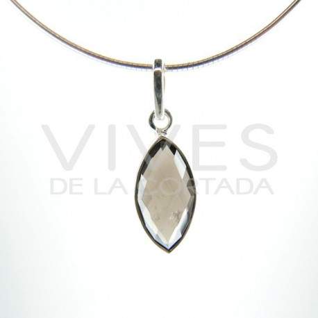 Colgante de Cuarzo Ahumado Ojo Facetado - Plata de Ley 925