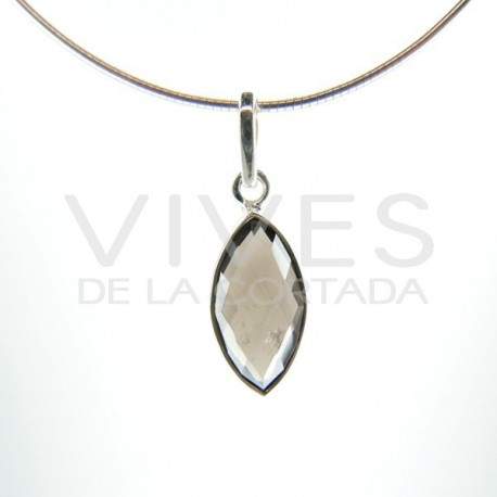 Pendant of Quartz Smoky Eye Faceted - Sterling Silver 925