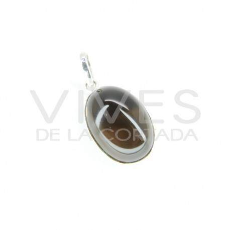 Pendant of Quartz Smoked Oval Big - Sterling Silver 925