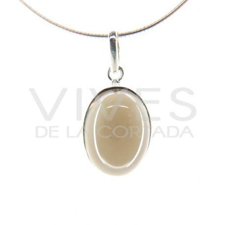 Pendant of Quartz Smoked Oval Big - Sterling Silver 925