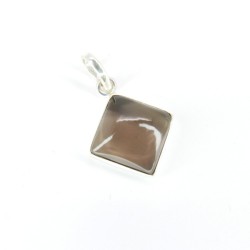 Colgante de Cuarzo Ahumado Cubo Grande - Plata de Ley 925