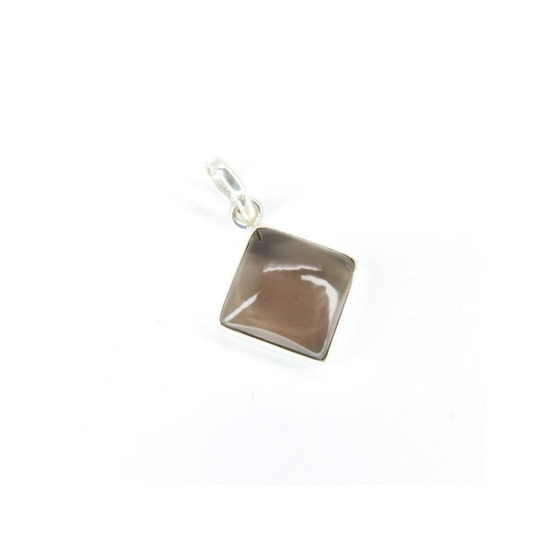 Colgante de Cuarzo Ahumado Cubo Grande - Plata de Ley 925