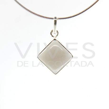 Colgante de Cuarzo Ahumado Cubo Grande - Plata de Ley 925