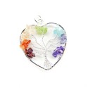 Pendant Heart with Tree of Life Chakras - Silver Bath