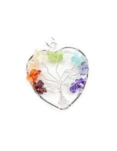 Colgante Corazón con Árbol de la Vida Chakras - Baño de Plata 2
