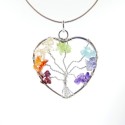 Pendant Heart with Tree of Life Chakras - Silver Bath